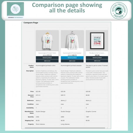 Product Comparison Advance