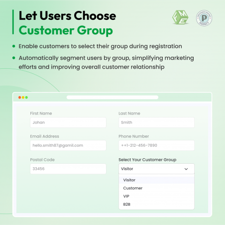 Prestashop Registration Form Customer Group Selection