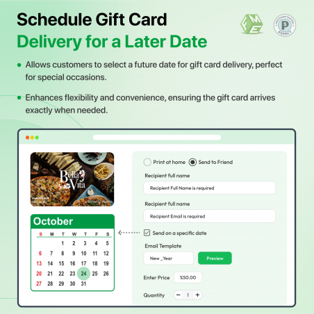 Prestashop Gift Card Later Delivery Date