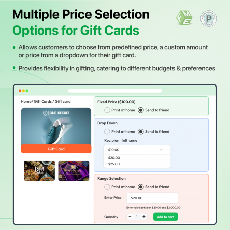 Prestashop Gift Card Module Multiple Pricing Options