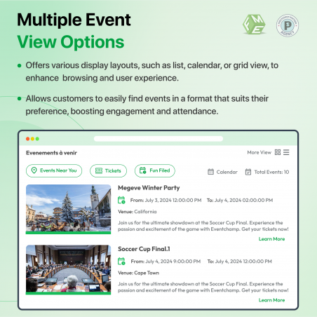 Prestashop Events Manager Module View