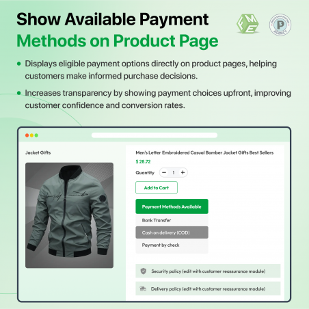 Prestashop Restrict Payment Method Display on Products