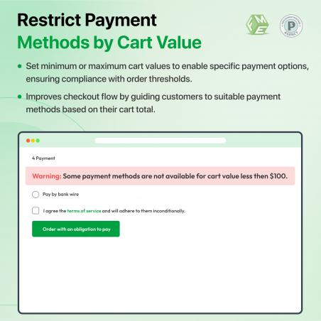 Prestashop Restrict Payment Method by Cart Value