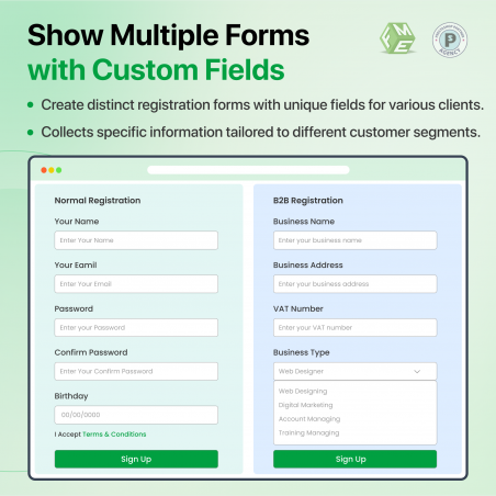 Prestashop B2B Registration Module Multiple Forms