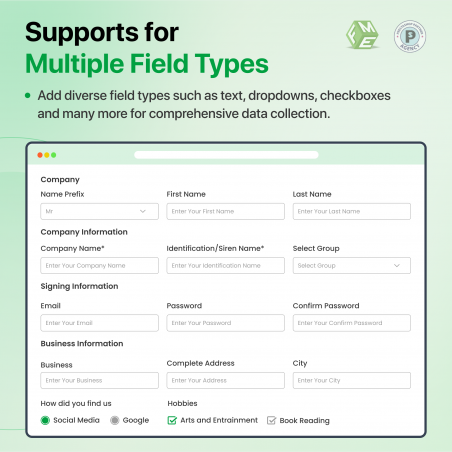 Prestashop B2B Registration Module Multiple Field Types