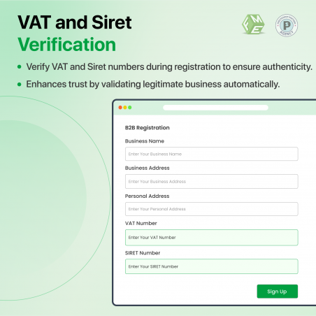 Prestashop B2B Registration Module SAT and Siret Verification