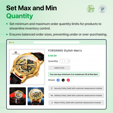 Prestashop Order Limit Max and Min Qty