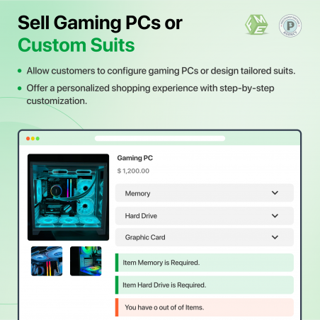 Prestashop product builder Sell pcs or Suits