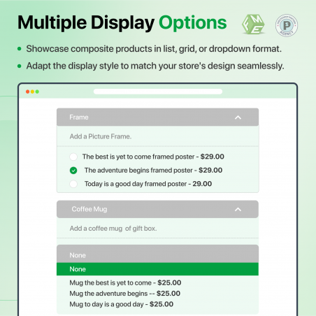 prestashop product builder display options