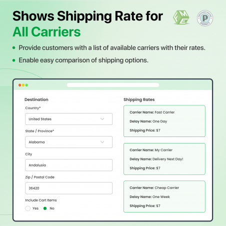 Prestashop Shipping Rate Calculator For All Carriers