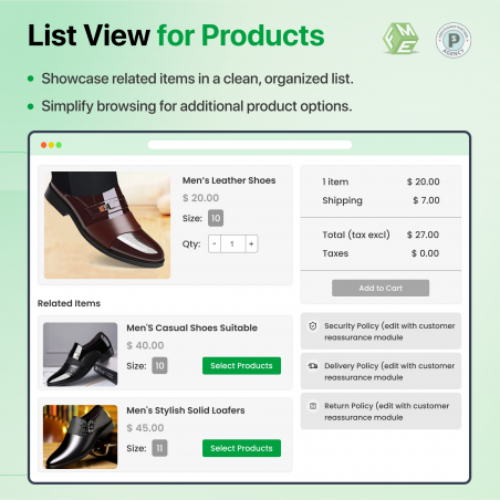 Prestashop Related Products Module List View