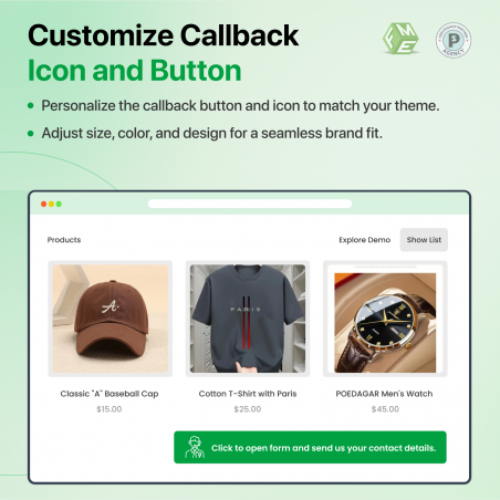 Prestashop Call Back Button Customization