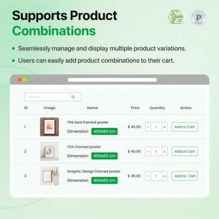 Prestashop Quick Order Table Module Supports Product Combination