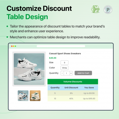 PrestaShop Quantity Discount Table Customize Design