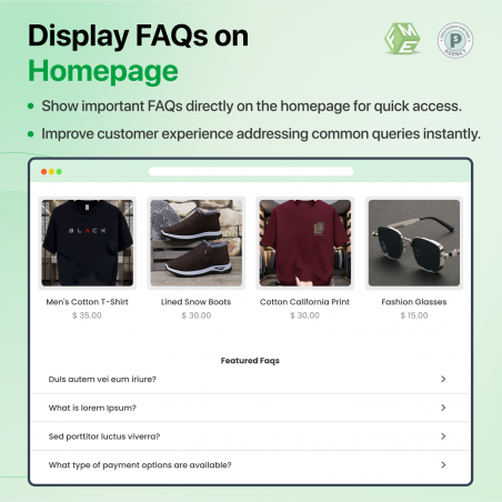 PrestaShop FAQs Store and Product Features