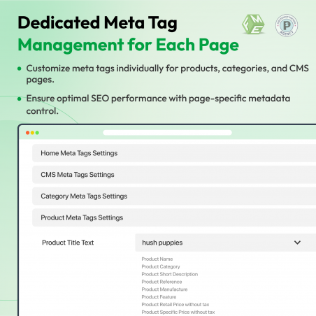 Prestashop SEO Meta Tags Generator Dedicated Tags Management