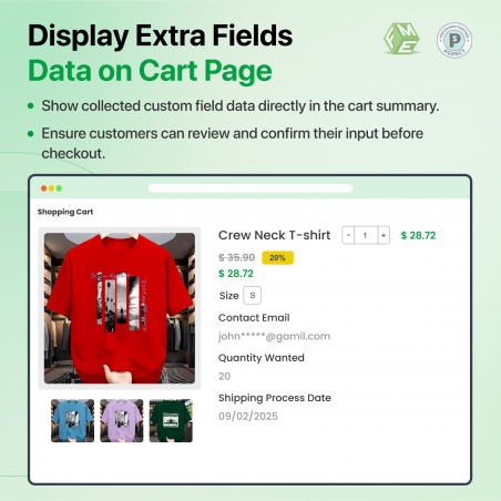 Extra Fields on Cart Page