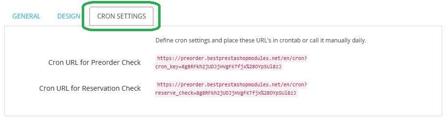 preorder cronjob settings